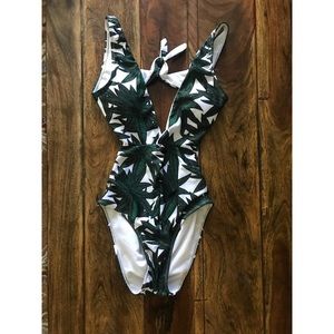 Low cut one piece bathing suit